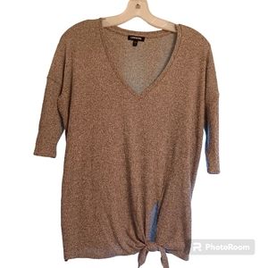 EXPRESS COZY GRAY TOP WITH WAIST TIE size L